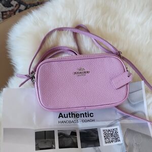 Adorable Coach Pink Leather Double Zippered Mini Camera Crossbody Bag 🩷🌸🩶